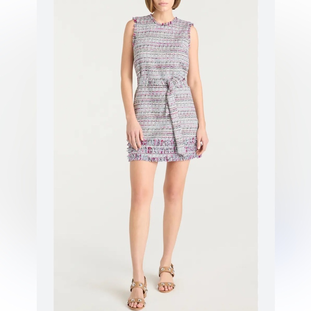 Cinq A Sept Ashton Tweed Mini Dress Belted Sz 4 NWT Multicolor